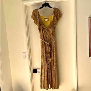 Anthropologie leopard print midi dress